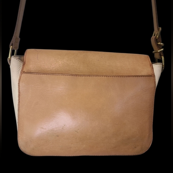 Madewell Abroad Classic Tan And Cream Thick Leather Shoulder/ Crossbody Bag - Picture 4 of 10